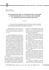Методологические и теоретические подходы к формированию кластерных образований на примере Волгоградской области