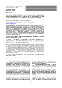 Изучение химической структуры лигнинов родиолы розовой (Rhodiola rosea L.) и серпухи венценосной (Serratula coronata L.) методом 2D ЯМР-спектроскопии