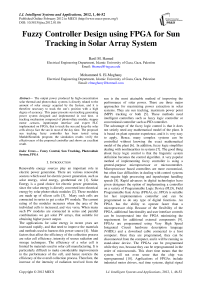 Fuzzy Controller Design using FPGA for Sun Tracking in Solar Array System