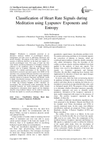 Classification of Heart Rate Signals during Meditation using Lyapunov Exponents and Entropy