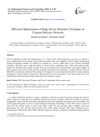 Efficient Optimization of Edge Server Selection Technique in Content Delivery Network