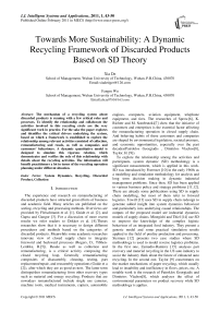 Towards More Sustainability: A Dynamic Recycling Framework of Discarded Products Based on SD Theory