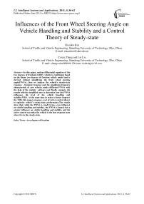 Influences of the Front Wheel Steering Angle on Vehicle Handling and Stability and a Control Theory of Steady-state