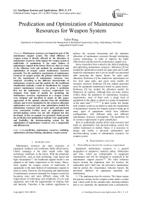 Predication and Optimization of Maintenance Resources for Weapon System