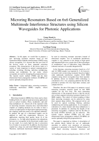 Microring Resonators Based on 6x6 Generalized Multimode Interference Structures using Silicon Waveguides for Photonic Applications