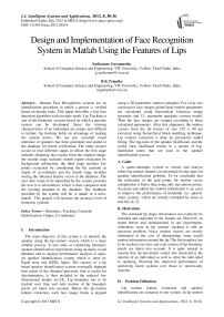 Design and Implementation of Face Recognition System in Matlab Using the Features of Lips