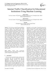Internet Traffic Classification for Educational Institutions Using Machine Learning