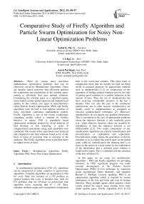 Comparative Study of Firefly Algorithm and Particle Swarm Optimization for Noisy Non-Linear Optimization Problems