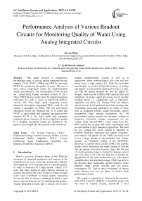 Performance Analysis of Various Readout Circuits for Monitoring Quality of Water Using Analog Integrated Circuits