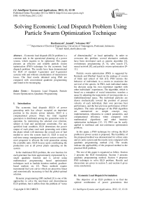 Solving Economic Load Dispatch Problem Using Particle Swarm Optimization Technique
