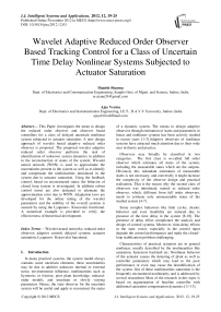 Wavelet Adaptive Reduced Order Observer Based Tracking Control for a Class of Uncertain Time Delay Nonlinear Systems Subjected to Actuator Saturation