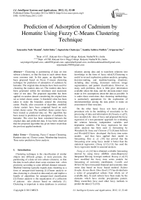 Prediction of Adsorption of Cadmium by Hematite Using Fuzzy C-Means Clustering Technique