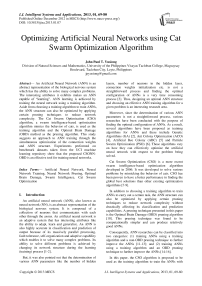 Optimizing Artificial Neural Networks using Cat Swarm Optimization Algorithm