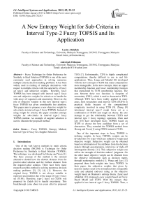 A New Entropy Weight for Sub-Criteria in Interval Type-2 Fuzzy TOPSIS and Its Application