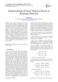 Representation of Fuzzy Matrices Based on Reference Function