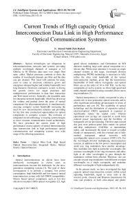 Current Trends of High capacity Optical Interconnection Data Link in High Performance Optical Communication Systems