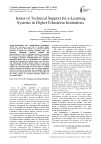 Issues of Technical Support for e-Learning Systems in Higher Education Institutions