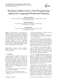 Weighted Additive Fuzzy Goal Programming Approach to Aggregate Production Planning