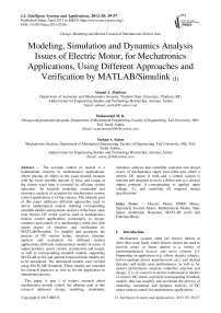 Modeling, Simulation and Dynamics Analysis Issues of Electric Motor, for Mechatronics Applications, Using Different Approaches and Verification by MATLAB/Simulink