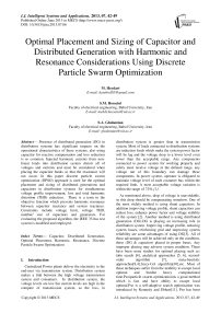Optimal Placement and Sizing of Capacitor and Distributed Generation with Harmonic and Resonance Considerations Using Discrete Particle Swarm Optimization