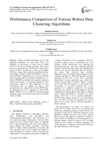 Performance Comparison of Various Robust Data Clustering Algorithms