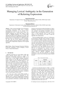 Managing Lexical Ambiguity in the Generation of Referring Expressions