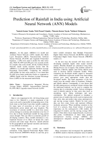 Prediction of Rainfall in India using Artificial Neural Network (ANN) Models