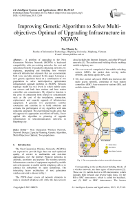 Improving Genetic Algorithm to Solve Multi-objectives Optimal of Upgrading Infrastructure in NGWN