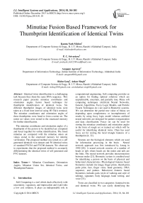Minutiae Fusion Based Framework for Thumbprint Identification of Identical Twins