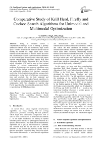 Comparative Study of Krill Herd, Firefly and Cuckoo Search Algorithms for Unimodal and Multimodal Optimization