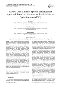 A New Dual Channel Speech Enhancement Approach Based on Accelerated Particle Swarm Optimization (APSO)