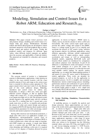 Modeling, Simulation and Control Issues for a Robot ARM; Education and Research (III)