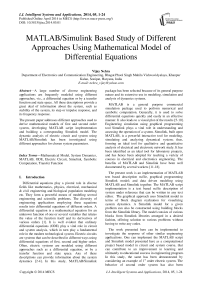 MATLAB/Simulink Based Study of Different Approaches Using Mathematical Model of Differential Equations