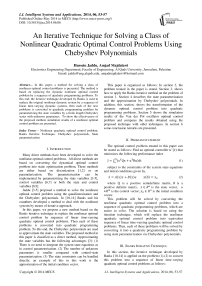 An Iterative Technique for Solving a Class of Nonlinear Quadratic Optimal Control Problems Using Chebyshev Polynomials