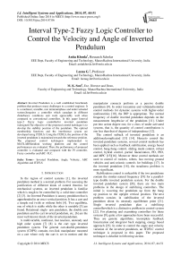 Interval Type-2 Fuzzy Logic Controller to Control the Velocity and Angle of Inverted Pendulum