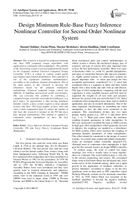 Design Minimum Rule-Base Fuzzy Inference Nonlinear Controller for Second Order Nonlinear System