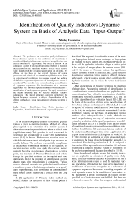 Identification of Quality Indicators Dynamic System on Basis of Analysis Data "Input-Output"