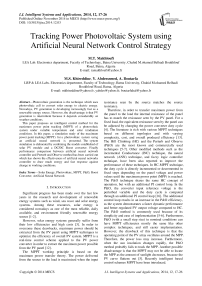 Tracking Power Photovoltaic System using Artificial Neural Network Control Strategy