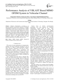 Performance Analysis of VBLAST Based MIMO OFDM System in Vehicular Channel