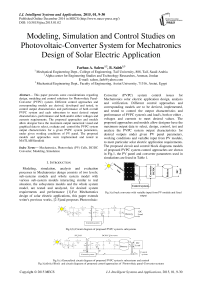 Modeling, Simulation and Control Studies on Photovoltaic-Converter System for Mechatronics Design of Solar Electric Application
