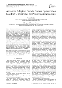 Advanced Adaptive Particle Swarm Optimization based SVC Controller for Power System Stability
