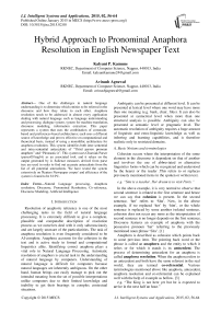 Hybrid Approach to Pronominal Anaphora Resolution in English Newspaper Text