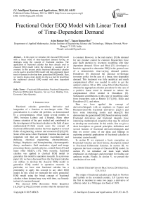 Fractional Order EOQ Model with Linear Trend of Time-Dependent Demand