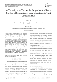 A Technique to Choose the Proper Vector Space Models of Semantics in Case of Automatic Text Categorization
