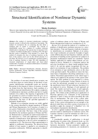 Structural Identification of Nonlinear Dynamic Systems