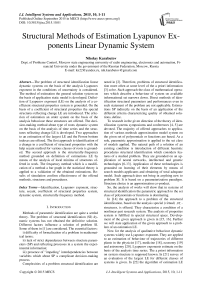 Structural Methods of Estimation Lyapunov Ex-ponents Linear Dynamic System