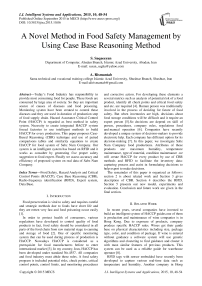 A Novel Method in Food Safety Management by Using Case Base Reasoning Method