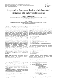 Aggregation Operators Review - Mathematical Properties and Behavioral Measures