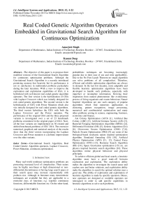 Real Coded Genetic Algorithm Operators Embedded in Gravitational Search Algorithm for Continuous Optimization