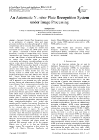 An Automatic Number Plate Recognition System under Image Processing